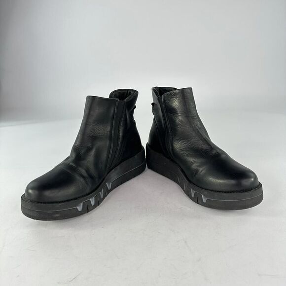 Miz Mooz Lass Ankle Boots US 7.5 Women's Black Leather Side-Zip Chelsea Boot - Picture 3 of 12